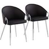 Claire Dining Accent Chair in Chrome & Black Leatherette (Set of 2)